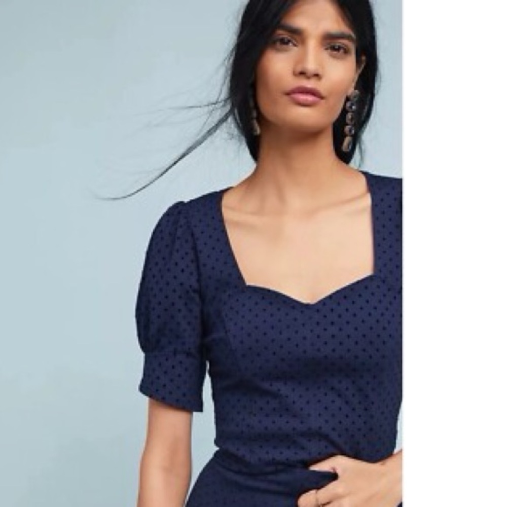 Anthropologie Maeve Polkadot Seamed Top